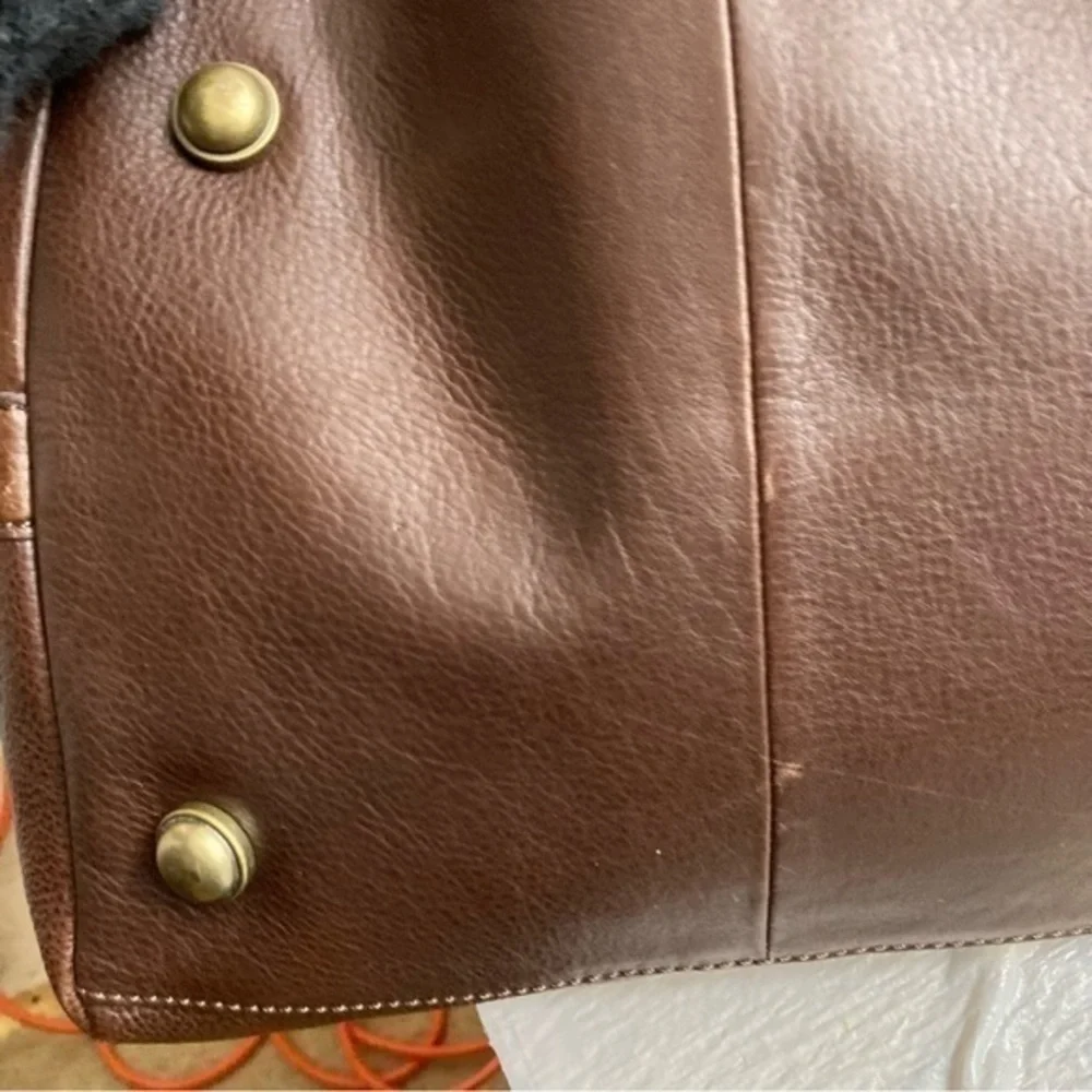 Fossil brown leather duffle travel bag unisex awesome